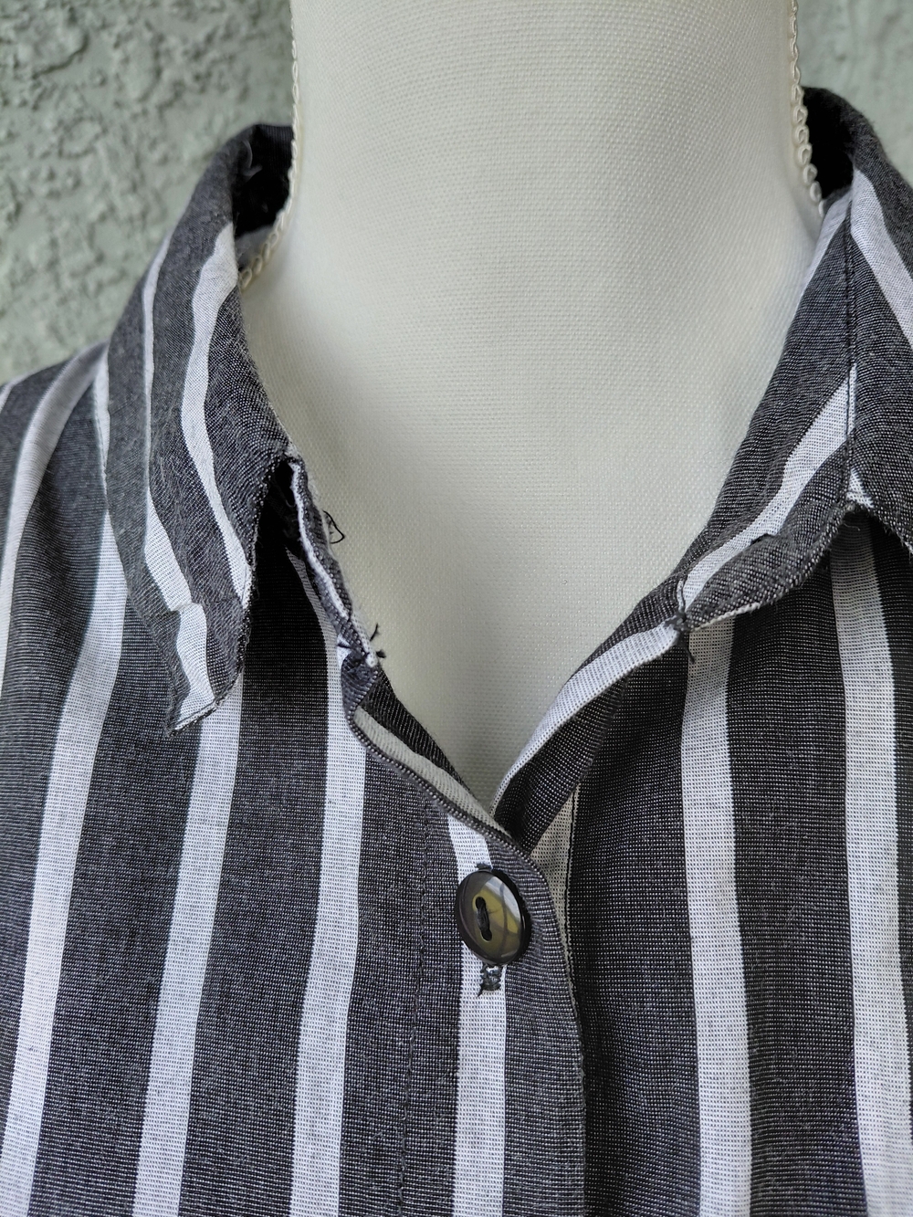 Tulip Black White Striped Button Front Tunic Shirt Size M Cotton - Picture 5 of 11
